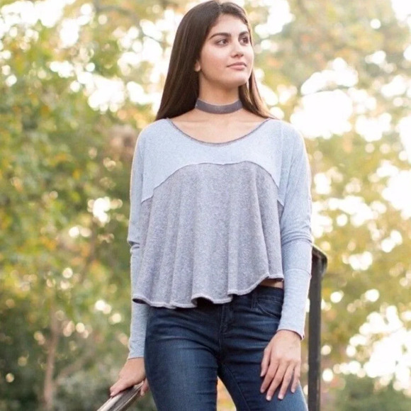 Free People We The Free Cloud Nine Cropped Long Sleeve Tee - Picture 1 of 7